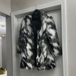 SHEIN Black and White Teddy Jacket